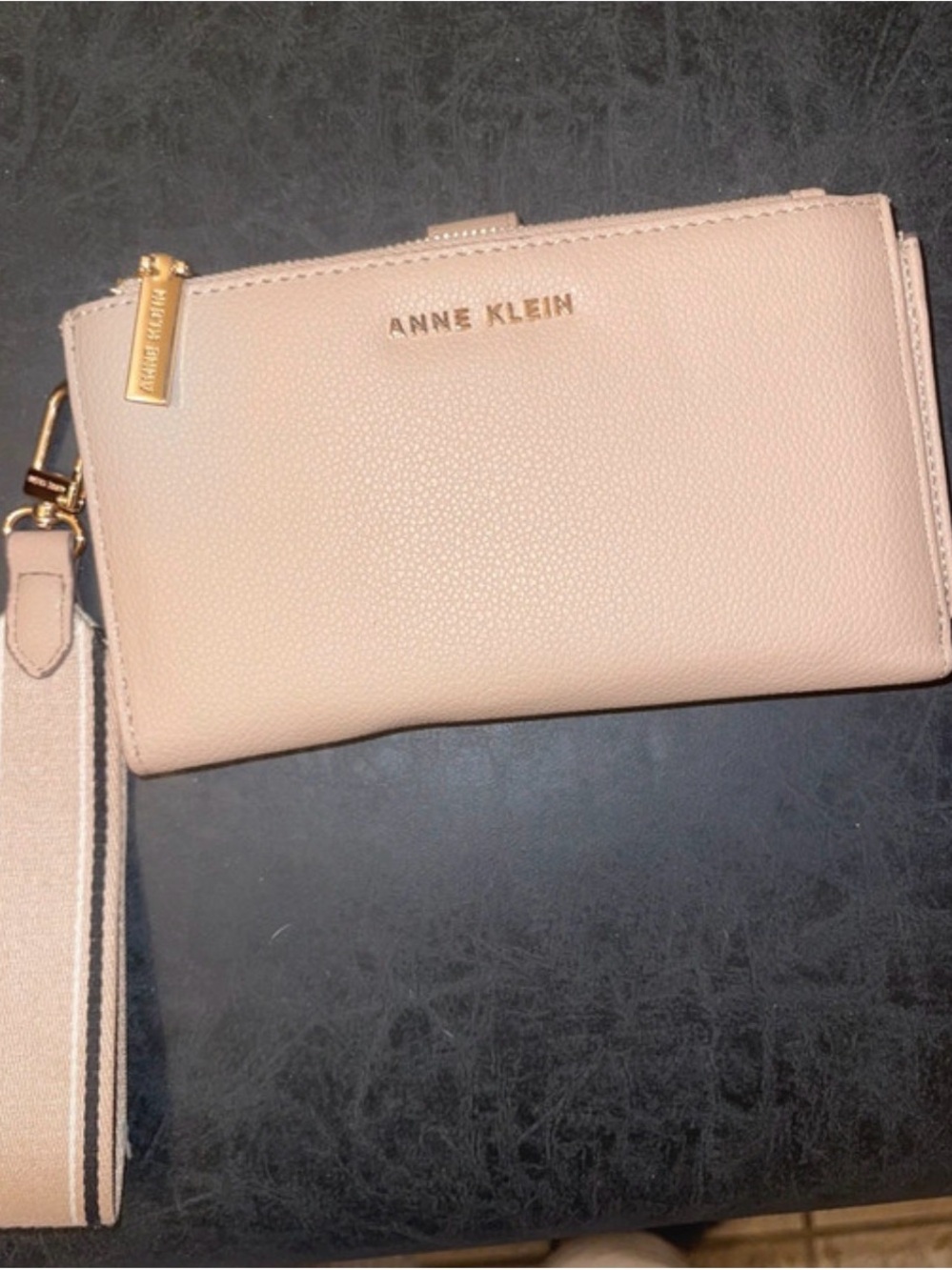 Anne Klein Blush Wristlet Clutch with Gold Hardware